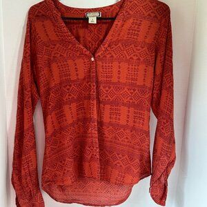 Peter Dunham for Lucky brand size small long sleeve  top orange boho western